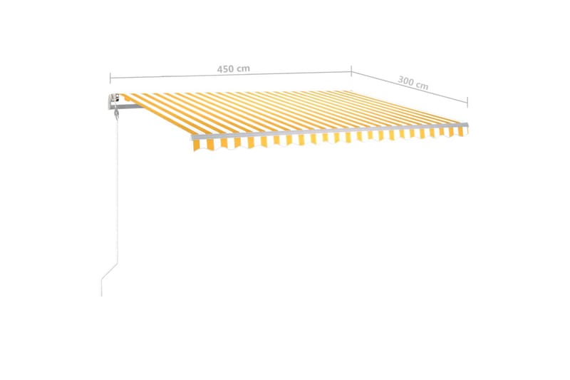 Manuell uttrekkbar markise med LED 4,5x3 m gul og hvit - Markiser - Terrassemarkise