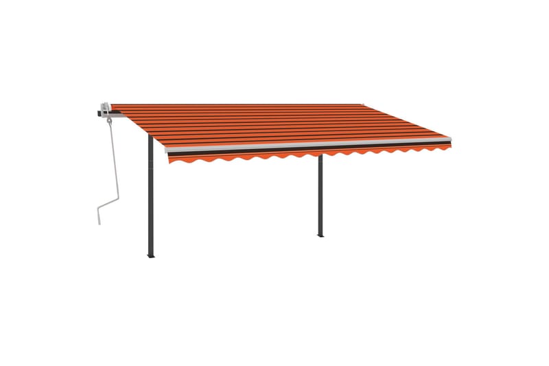 Manuell uttrekkbar markise med LED 4,5x3 m oransje og brun - Markiser - Terrassemarkise