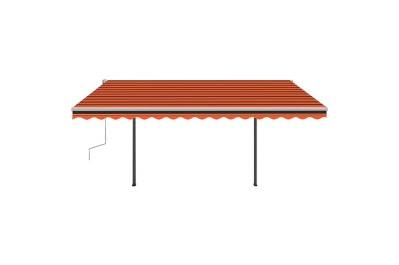 Manuell uttrekkbar markise med LED 4,5x3 m oransje og brun - Markiser - Terrassemarkise