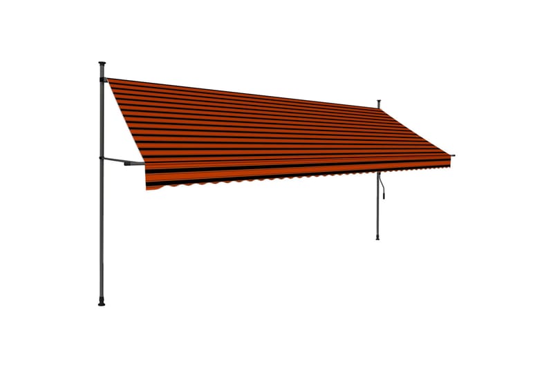 Manuell uttrekkbar markise med LED 400 cm oransje og brun - Flerfarget - Markiser - Terrassemarkise