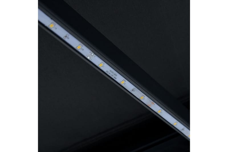 Manuell uttrekkbar markise med LED 400x300 cm antrasitt - Grå - Markiser - Terrassemarkise