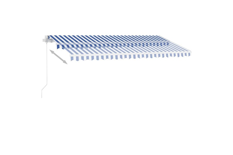 Manuell uttrekkbar markise med LED 400x350 cm blå og hvit - Blå - Markiser - Terrassemarkise