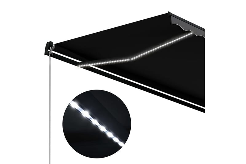 Manuell uttrekkbar markise med LED 450x300 cm antrasitt - Markiser - Terrassemarkise