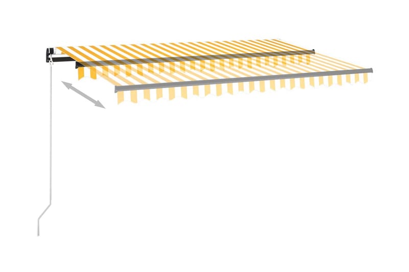 Manuell uttrekkbar markise med LED 450x300 cm gul og hvit - Gul - Markiser - Terrassemarkise