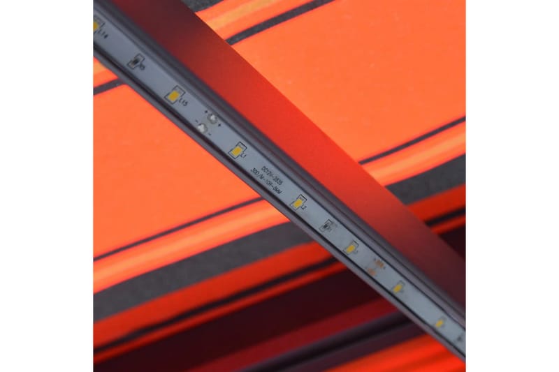 Manuell uttrekkbar markise med LED 450x300 cm oransje & brun - Markiser - Vindusmarkise