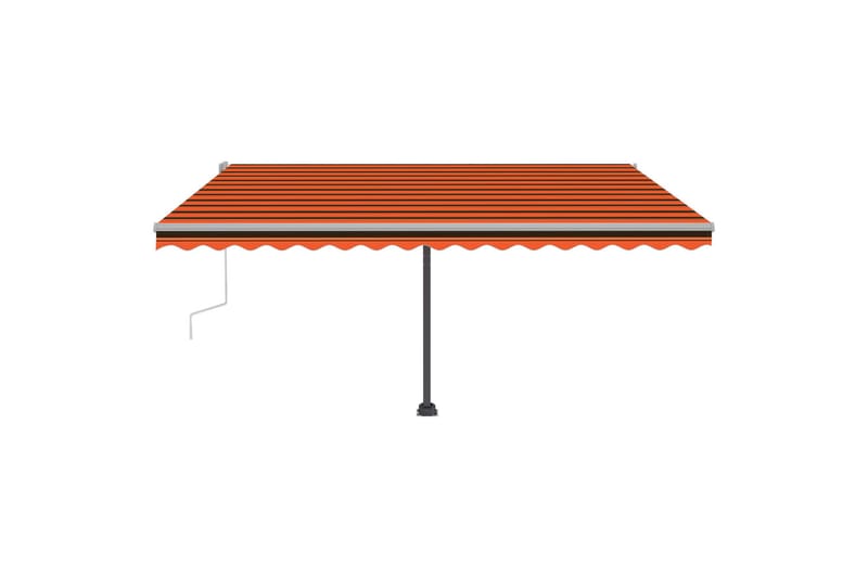 Manuell uttrekkbar markise med LED 450x300 cm oransje og bru - Oransj - Markiser - Terrassemarkise