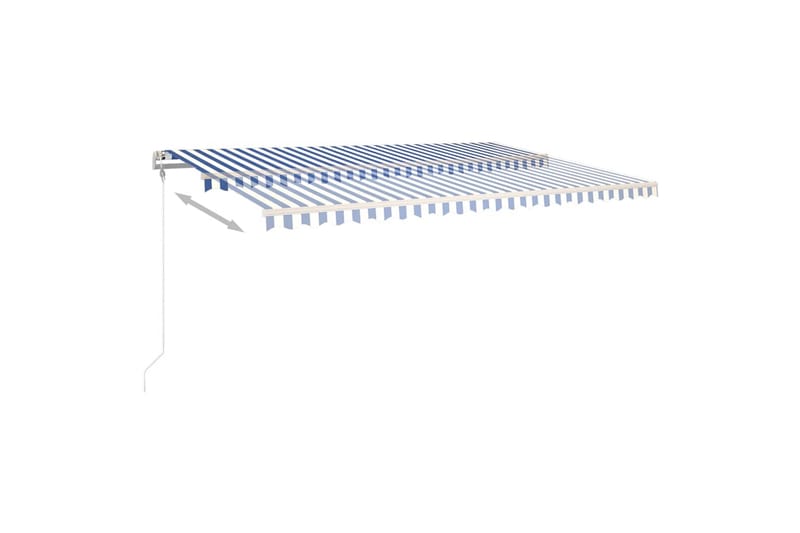 Manuell uttrekkbar markise med LED 500x350 cm blå og hvit - Blå - Markiser - Terrassemarkise