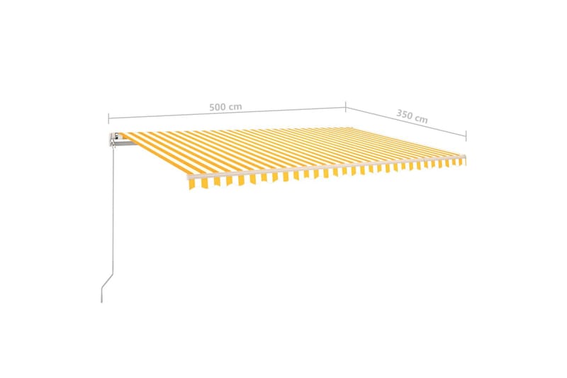 Manuell uttrekkbar markise med LED 500x350 cm gul og hvit - Gul - Markiser - Terrassemarkise