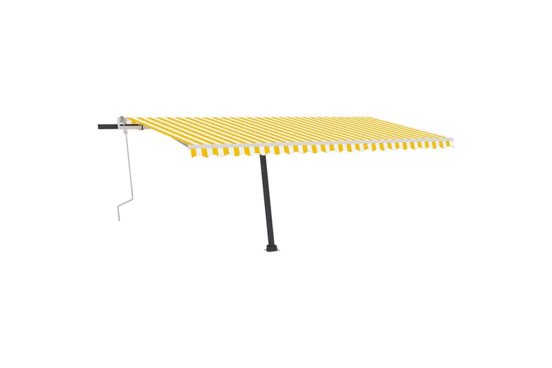Manuell uttrekkbar markise med LED 500x350 cm gul og hvit - Gul - Markiser - Terrassemarkise