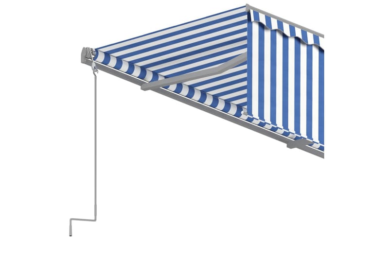 Manuell uttrekkbar markise med rullegardin 4x3 m blå og hvit - Blå - Markiser - Vindusmarkise