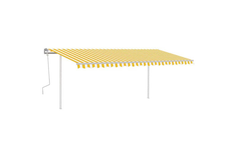 Manuell uttrekkbar markise med stolper 5x3,5 m gul og hvit - Gul - Markiser - Terrassemarkise