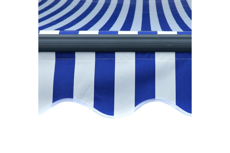 Markise med vindsensor og LED 400x300 cm blå og hvit - Markiser - Terrassemarkise