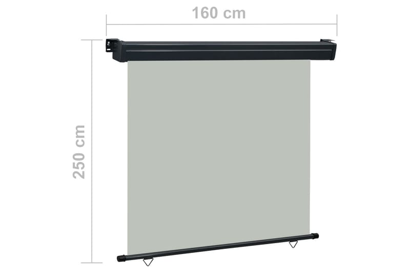 Sidemarkise for balkong 160x250 cm grå - Grå - Sidemarkise - Markiser