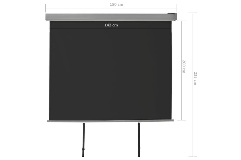 Sidemarkise for balkong multifunksjonell 150x200 cm svart - Svart - Sidemarkise - Markiser