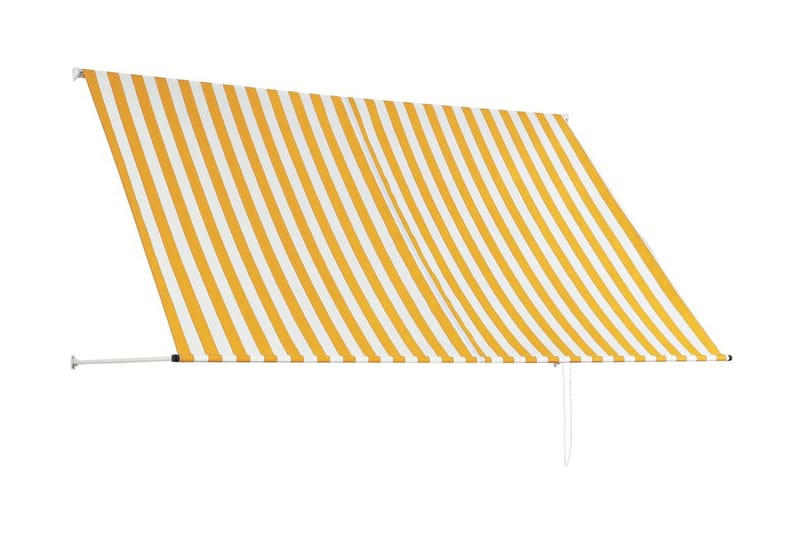 Uttrekkbar markise 250x150 cm gul og hvit - Markiser - Vindusmarkise