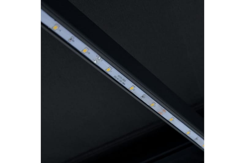 Uttrekkbar markise med vindsensor og LED 400x300cm antrasitt - Grå - Markiser - Terrassemarkise