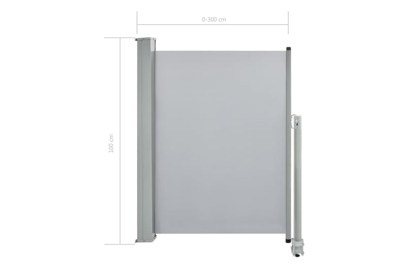 Uttrekkbar sidemarkise 100 x 300 cm grå - Sidemarkise - Markiser