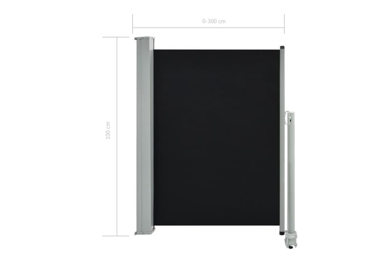 Uttrekkbar sidemarkise 100 x 300 cm svart - Sidemarkise - Markiser