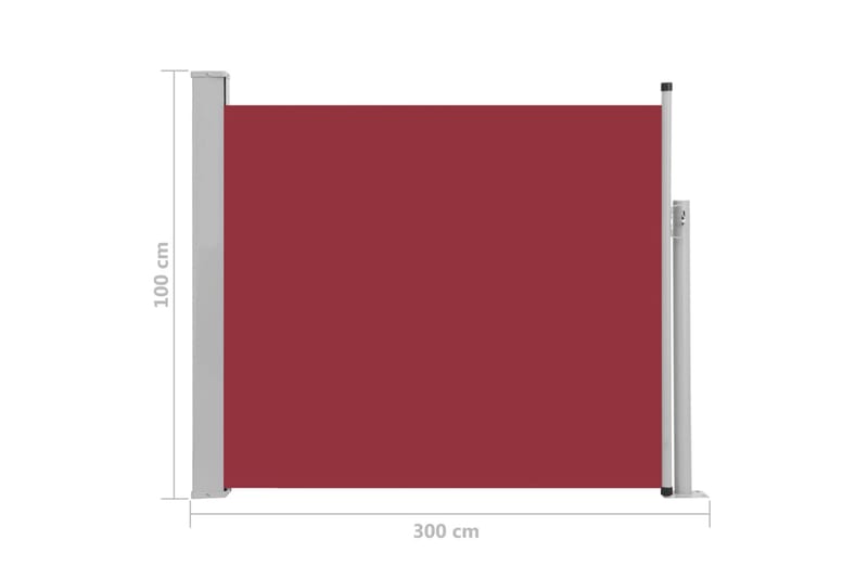 Uttrekkbar sidemarkise 100x300 cm rød - Sidemarkise - Markiser