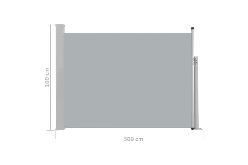 Uttrekkbar sidemarkise 100x500 cm grå - Sidemarkise - Markiser