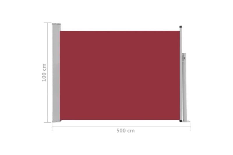 Uttrekkbar sidemarkise 100x500 cm rød - Sidemarkise - Markiser