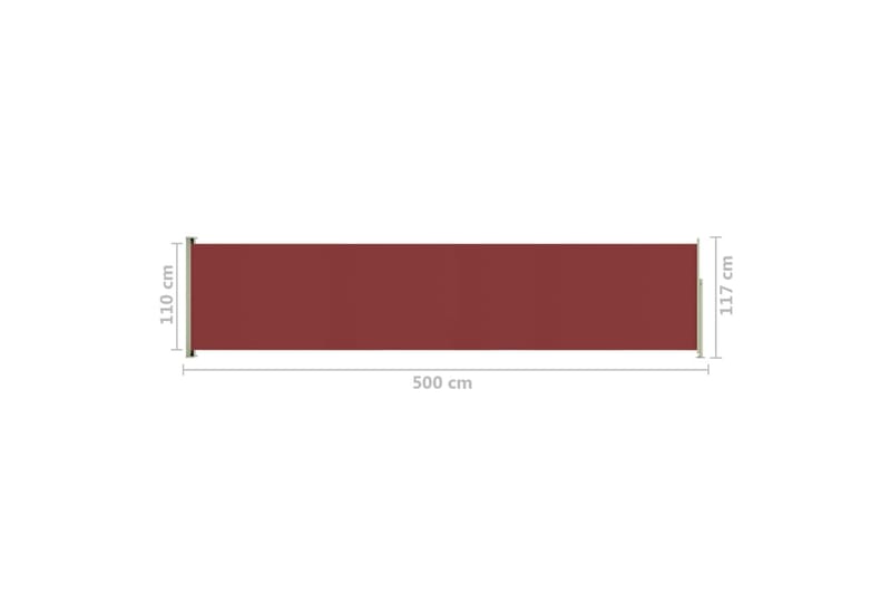 Uttrekkbar sidemarkise 117x500 cm rød - Rød - Sidemarkise - Markiser