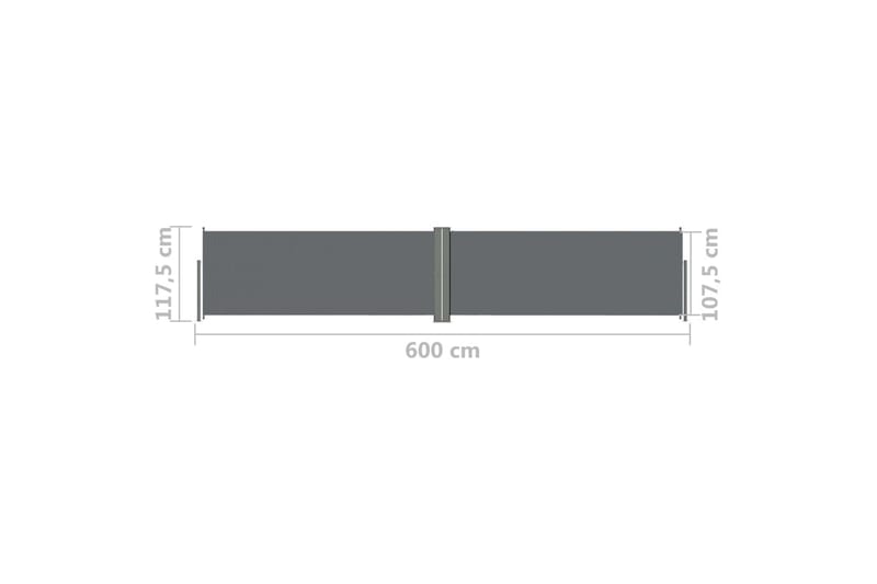 Uttrekkbar sidemarkise 117x600 cm antrasitt - Antrasittgrå - Sidemarkise - Markiser