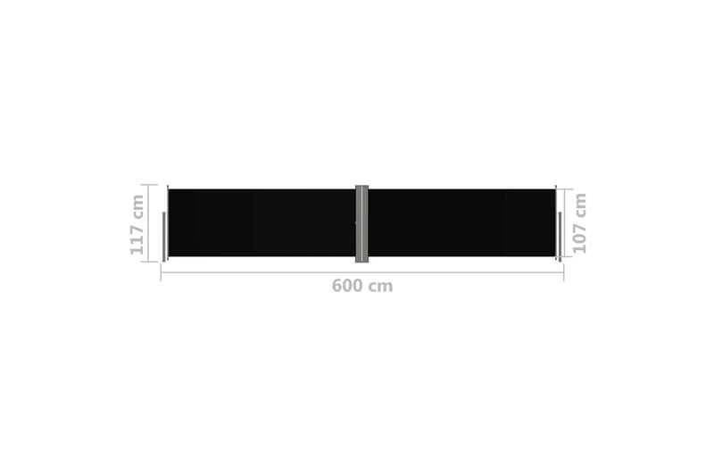 Uttrekkbar sidemarkise 117x600 cm svart - Svart - Sidemarkise - Markiser