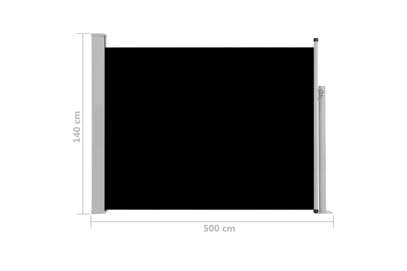 Uttrekkbar sidemarkise 140x500 cm svart - Sidemarkise - Markiser
