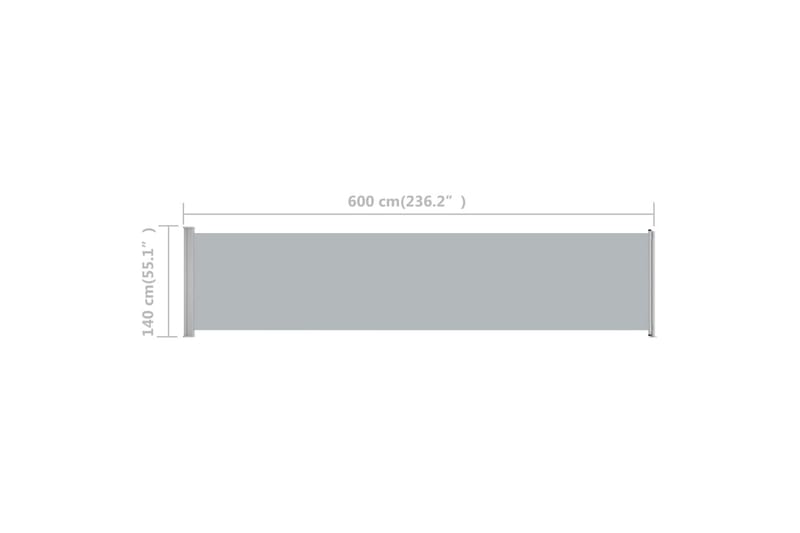 Uttrekkbar sidemarkise 140x600 cm grå - Grå - Sidemarkise - Markiser