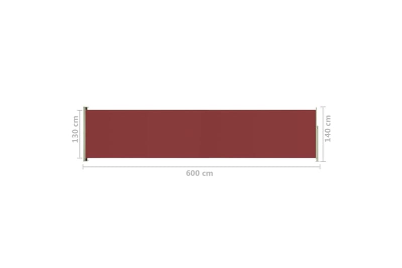 Uttrekkbar sidemarkise 140x600 cm rød - Rød - Sidemarkise - Markiser