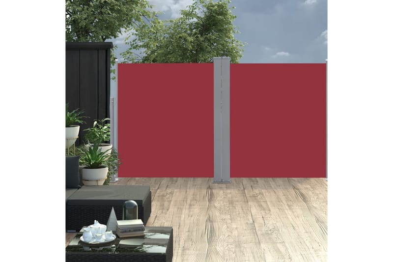 Uttrekkbar sidemarkise 140x600 cm rød - Sidemarkise - Markiser