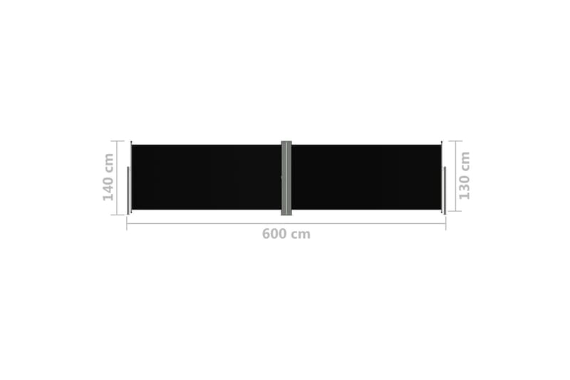 Uttrekkbar sidemarkise 140x600 cm svart - Svart - Sidemarkise - Markiser