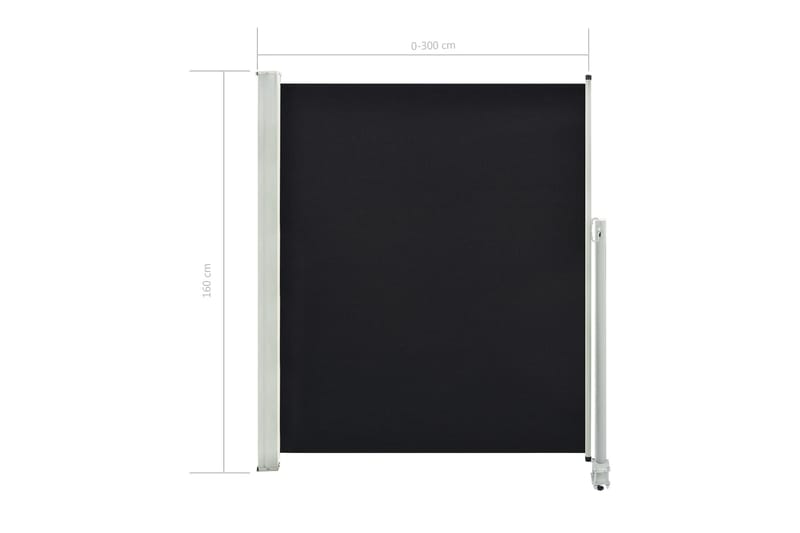 Uttrekkbar sidemarkise 160 x 300 cm svart - Sidemarkise - Markiser