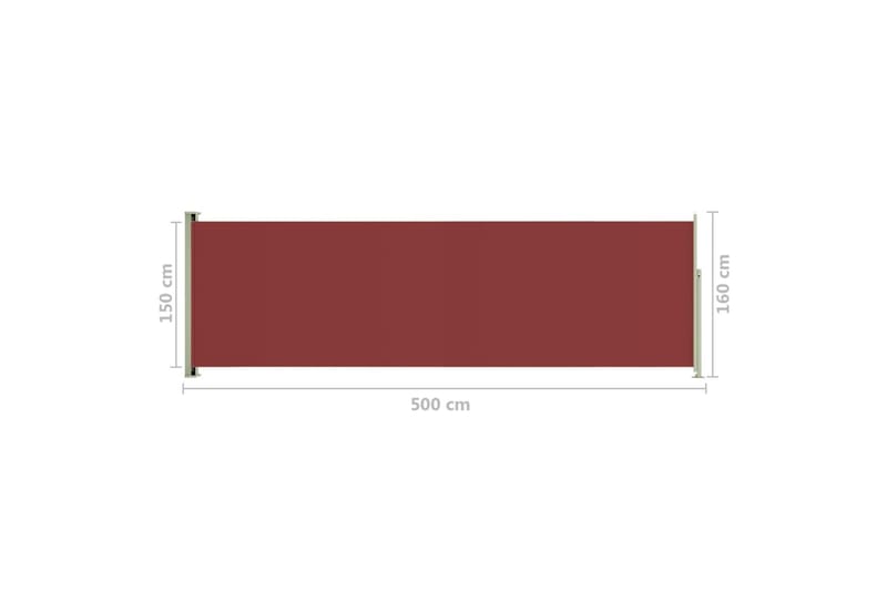 Uttrekkbar sidemarkise 160x500 cm rød - Rød - Sidemarkise - Markiser
