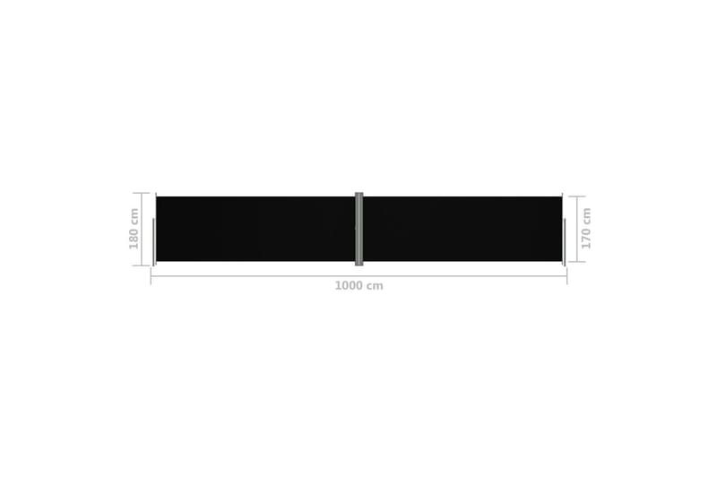 Uttrekkbar sidemarkise 180x1000 cm svart - Svart - Sidemarkise - Markiser
