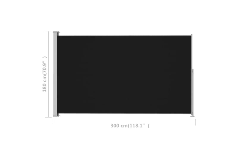 Uttrekkbar sidemarkise 180x300 cm svart - Svart - Sidemarkise - Markiser
