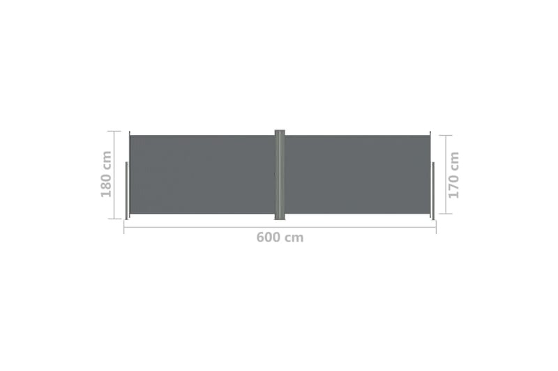 Uttrekkbar sidemarkise 180x600 cm antrasitt - Antrasittgrå - Sidemarkise - Markiser