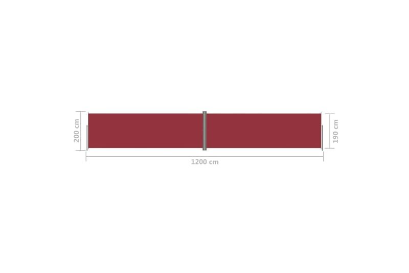 Uttrekkbar sidemarkise 200x1200 cm rød - Rød - Sidemarkise - Markiser