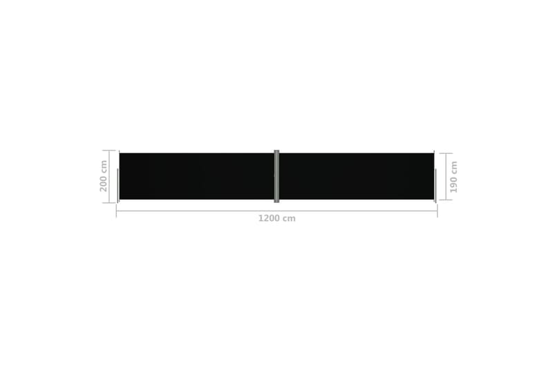 Uttrekkbar sidemarkise 200x1200 cm svart - Svart - Sidemarkise - Markiser