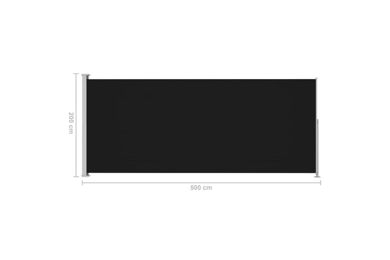 Uttrekkbar sidemarkise 200x500 cm svart - Svart - Sidemarkise - Markiser