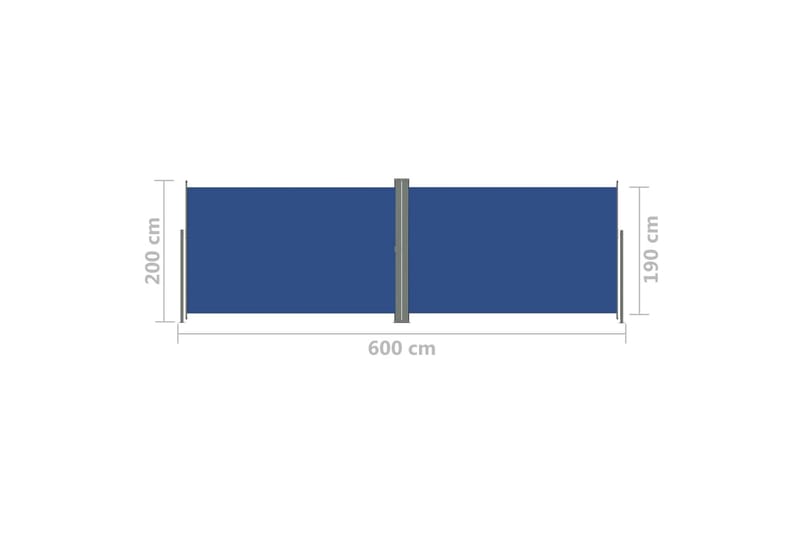Uttrekkbar sidemarkise 200x600 cm blå - Blå - Sidemarkise - Markiser