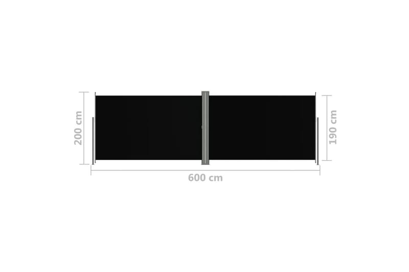 Uttrekkbar sidemarkise 200x600 cm svart - Svart - Sidemarkise - Markiser