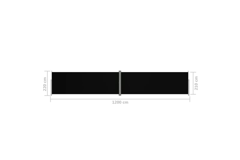 Uttrekkbar sidemarkise 220x1200 cm svart - Svart - Markiser - Sidemarkise