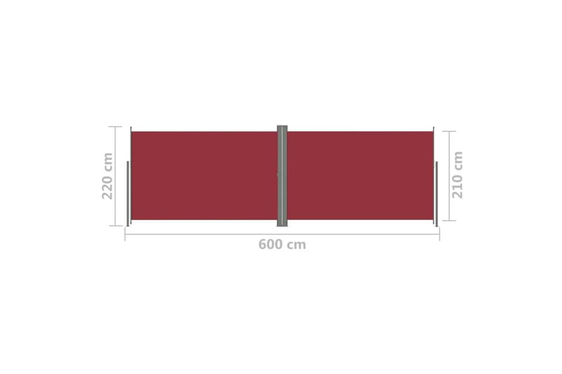 Uttrekkbar sidemarkise 220x600 cm rød - Rød - Sidemarkise - Markiser