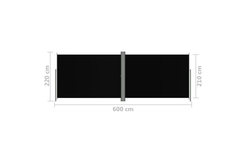 Uttrekkbar sidemarkise 220x600 cm svart - Svart - Sidemarkise - Markiser