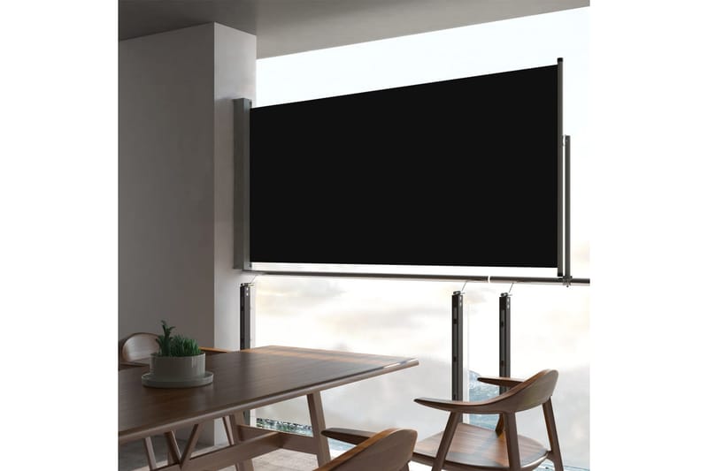Uttrekkbar sidemarkise 80x300 cm svart - Markiser - Sidemarkise