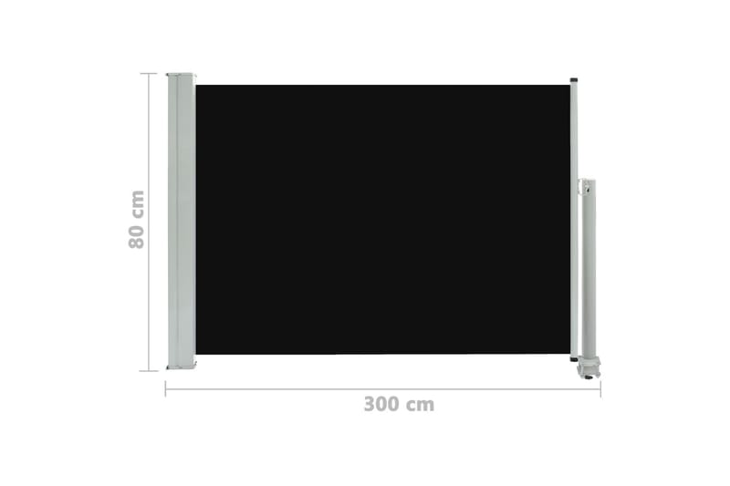 Uttrekkbar sidemarkise 80x300 cm svart - Sidemarkise - Markiser