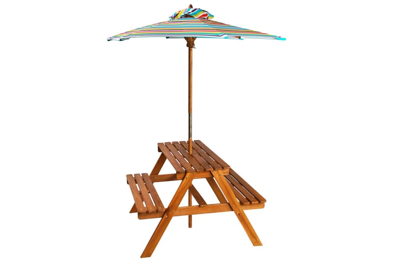 Barnepiknikbord med parasoll 79x90x60 cm heltre akasie - Brun - Parasoller