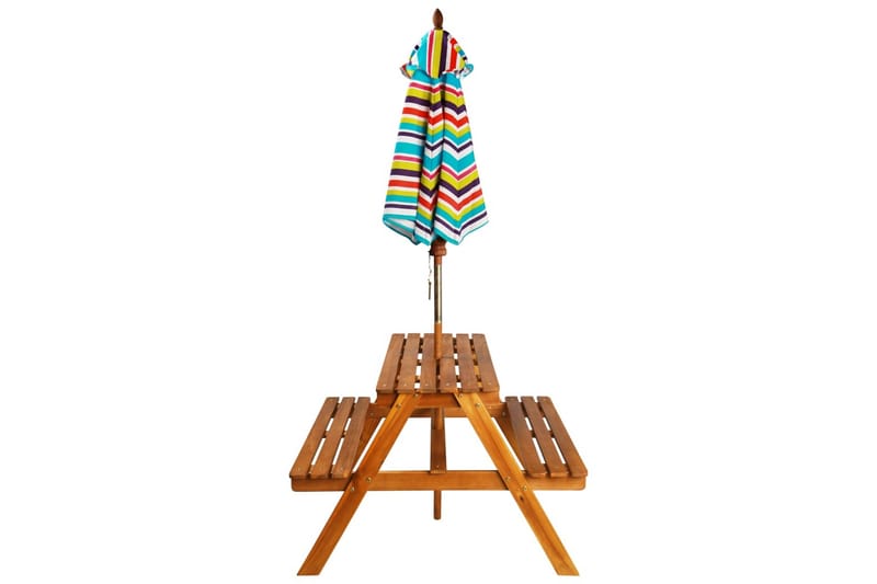 Barnepiknikbord med parasoll 79x90x60 cm heltre akasie - Brun - Parasoller